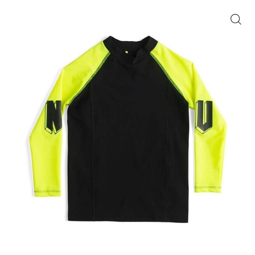 nununu Black and Neon Yellow Kids Rashguard size 3 to 4 years